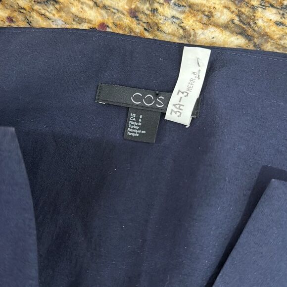 COS Navy Blue Long Sleeve Notch Neck Blouse Top Size 6 - Picture 5 of 10